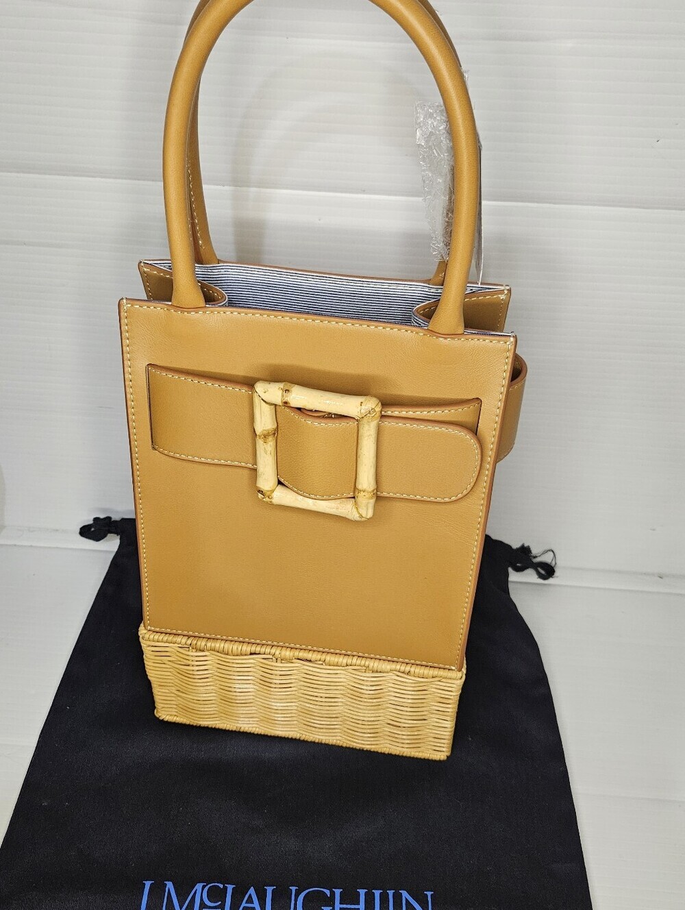 NewJ.McLaughlin Orange Avenue Wicker Straw Handbag Women’sSummer Structured Tote - Picture 3 of 9
